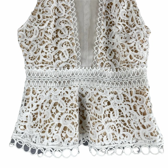 Do+Be Remmy Lace Tank Top Peplum Hem White (fits like 8) - Picture 4 of 7